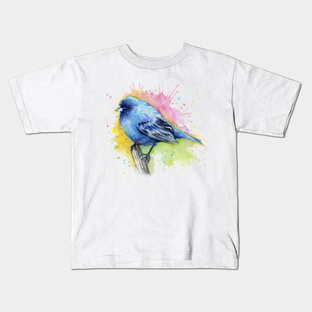 Indigo Bunting Kids T-Shirt by Olechka